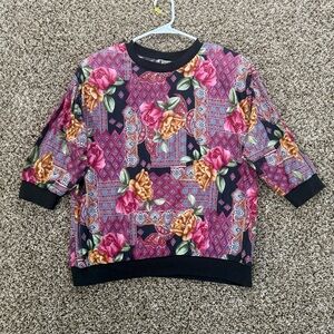 Vintage Donnkenny Blouse Women’s Size Large‎ Floral 3/4 Sleeve USA Baroque